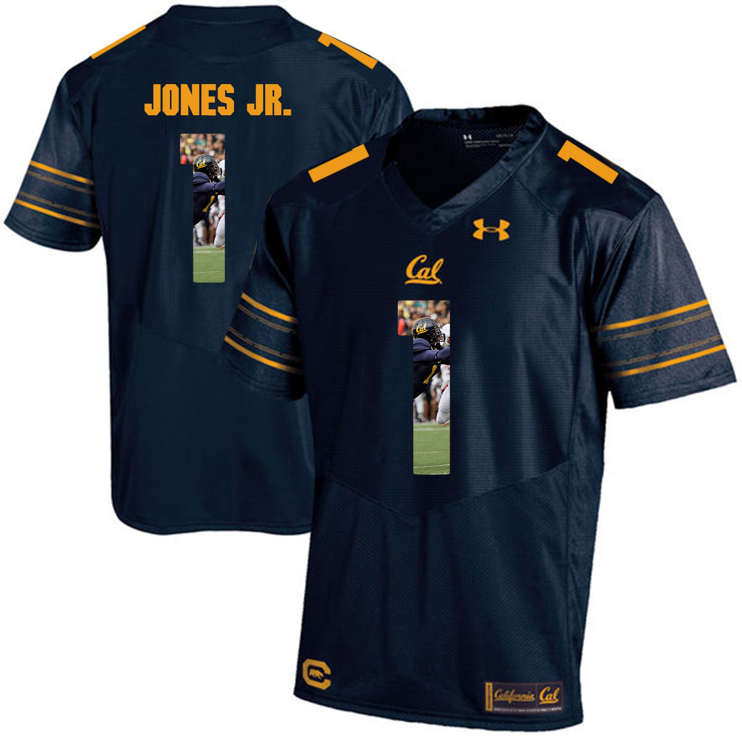 Men California Golden Bears #1 Marvin Jones Jr. Dark blue Customized NCAA Jerseys->customized ncaa jersey->Custom Jersey